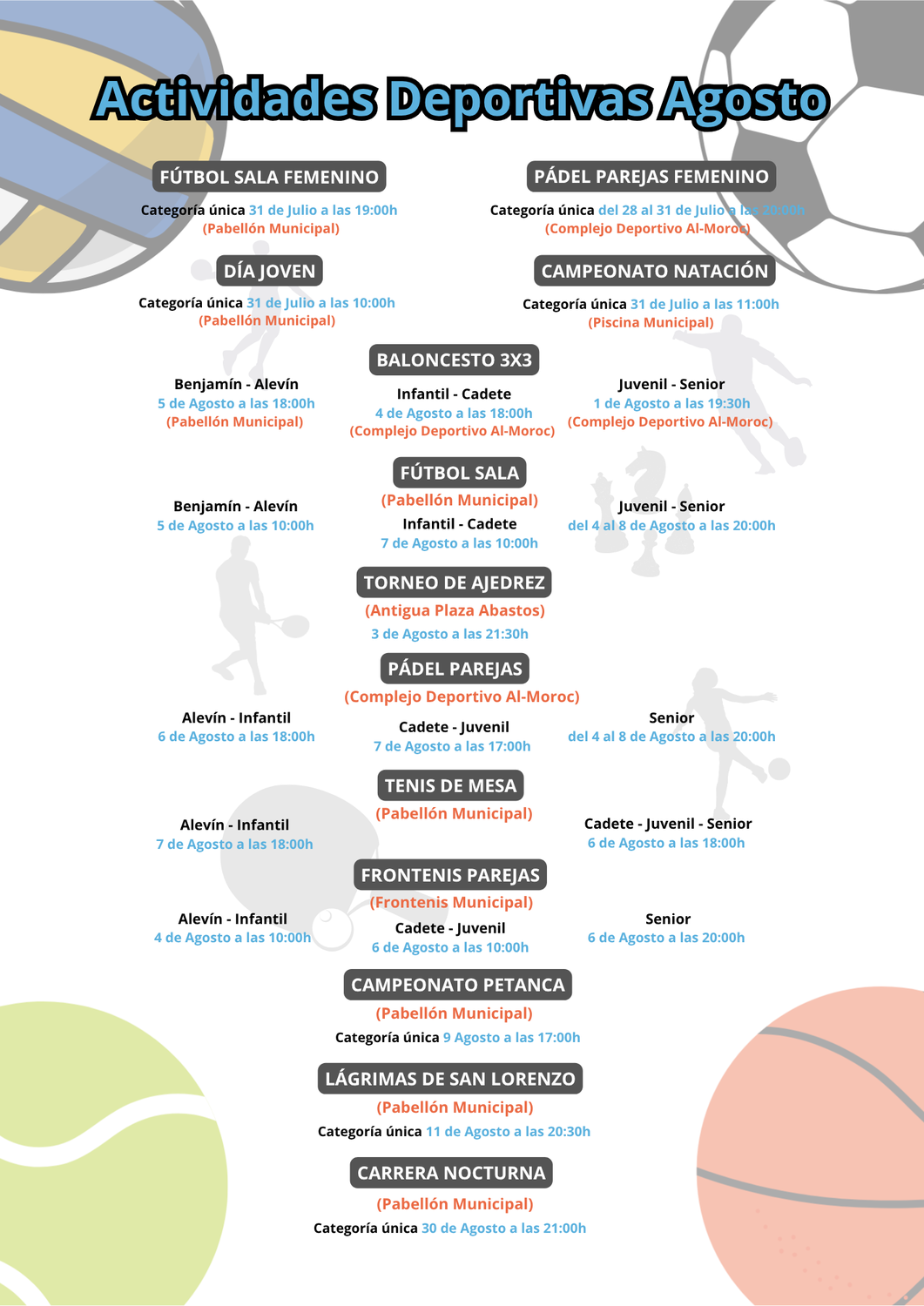 Actividades Deportivas Agosto 2025 Programación Deportiva de Agosto 2025